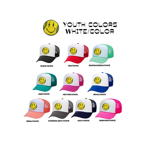 Youth White/Color Softball Smiley Hat