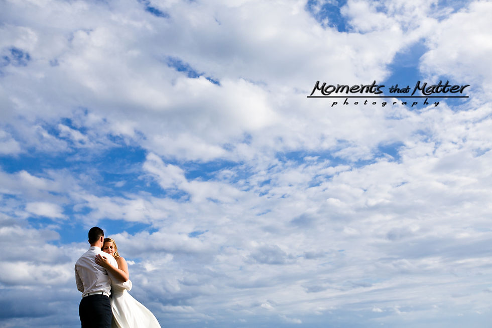 Charmaine and Aidan photographed beneath the Riviera Maya sky at Barcelo Maya Palace