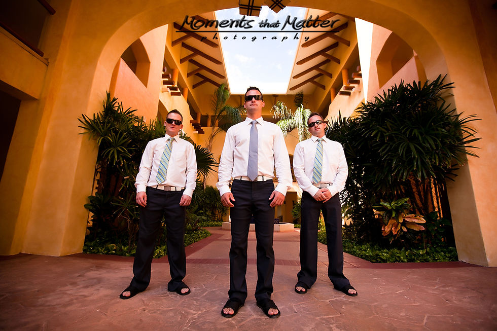 Groomsmen portrait before a Barcelo Maya Palace wedding