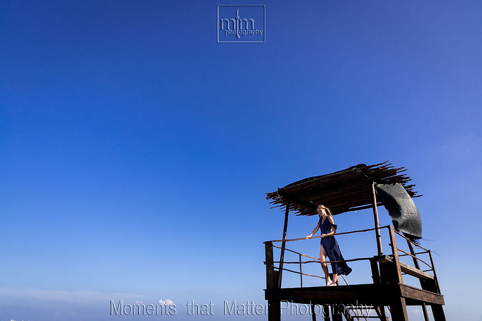 looking out over the ocean from the life guard stand