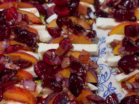 Peach Caprese with Balsamic Cherries