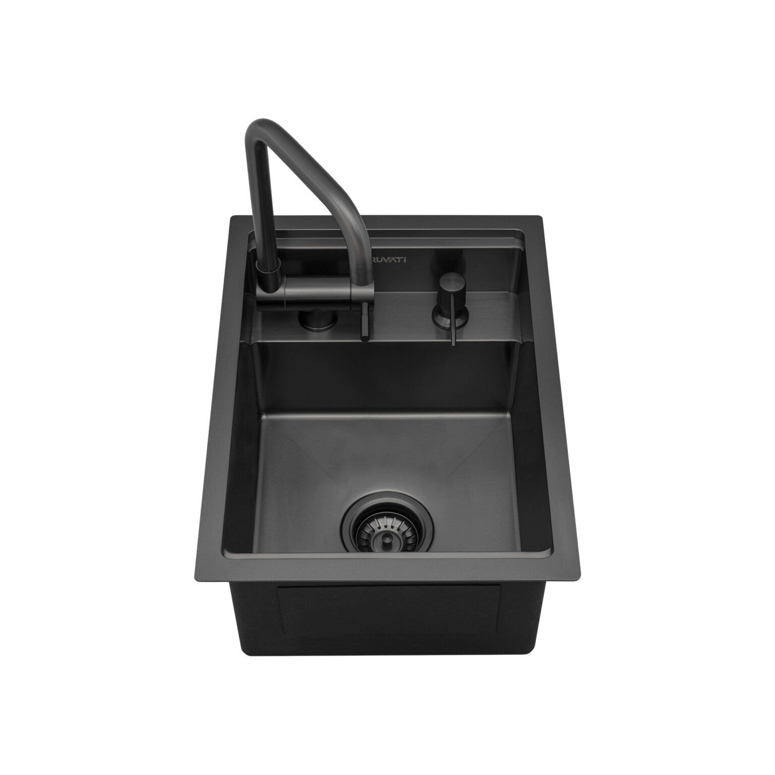 Ruvati 20in Gunmetal Black RV Sink w/ Faucet - RVH8272BL