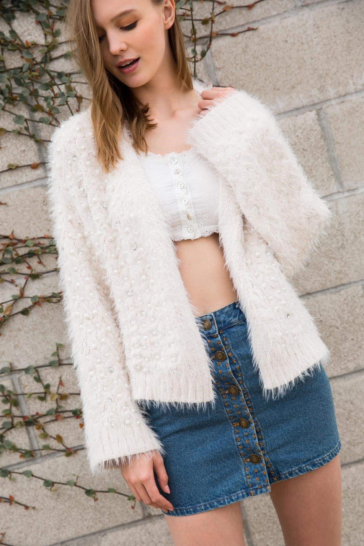 Fancy is My Middle Name-Embroiled with Pearl Sweater
