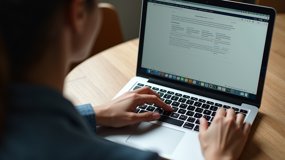 High angle view of a person using a laptop to apply for a grant
