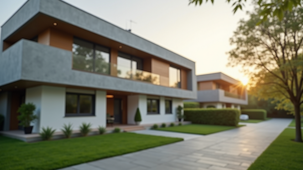 Close-up shot of modern suburban house