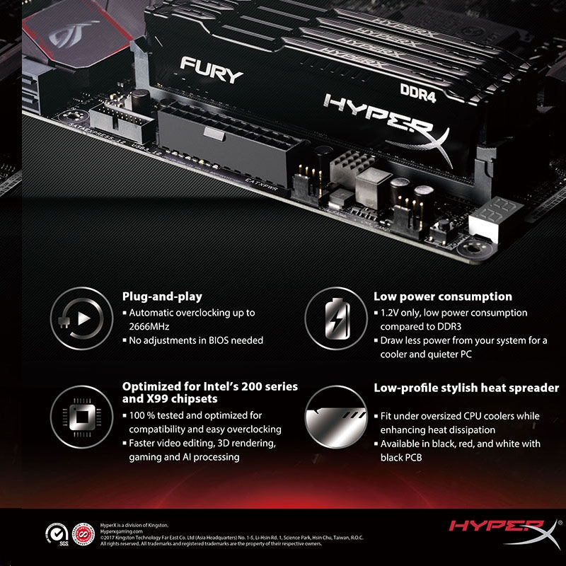 Thumbnail: HyperX Fury DDR3 DDR4 4GB 8GB 16GB 1333MHZ 1600MHZ 1866MHZ 2400MHZ 2666MHz 3200M