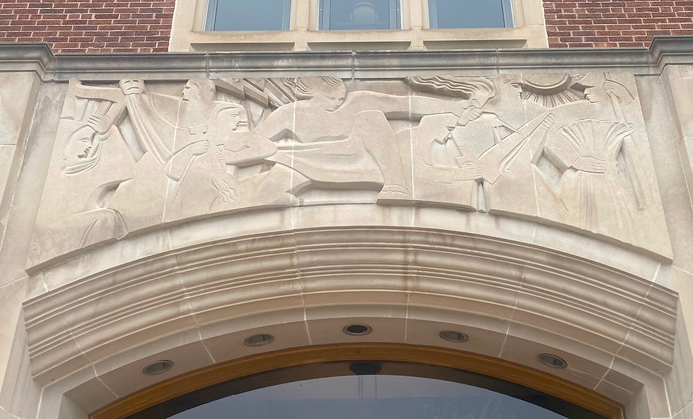 Michigan State University Union Building with various depictions of Nephite activities; these aren't MSU Spartans!