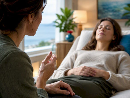 Practitioner carefully questioning hypnosis client