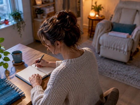 Person recording migraine days in headache diary
