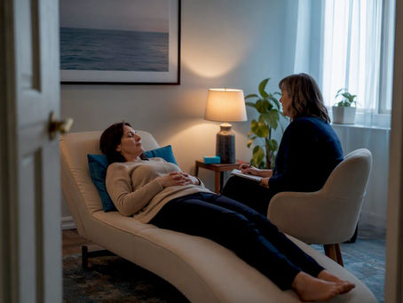 Client during a calm QHHT session