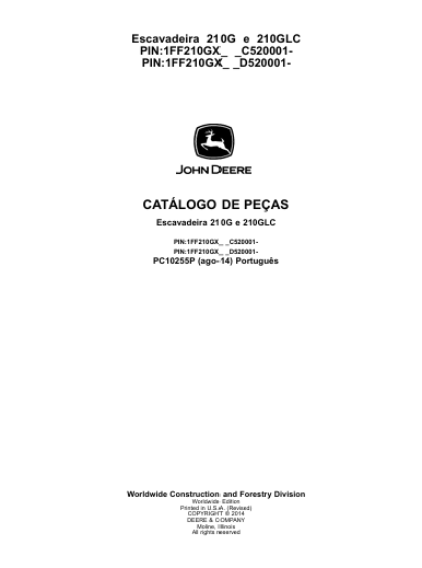 Miniatura: 210G CATALOGO EM PDF-PEÇAS ESCAVADEIRA JOHN DEERE -210GLC
