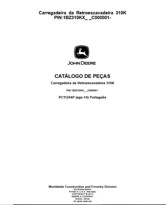 Miniatura: 310K CATÁLOGO DE PEÇAS EM PDF RETROESCAVADEIRA JOHN DEERE
