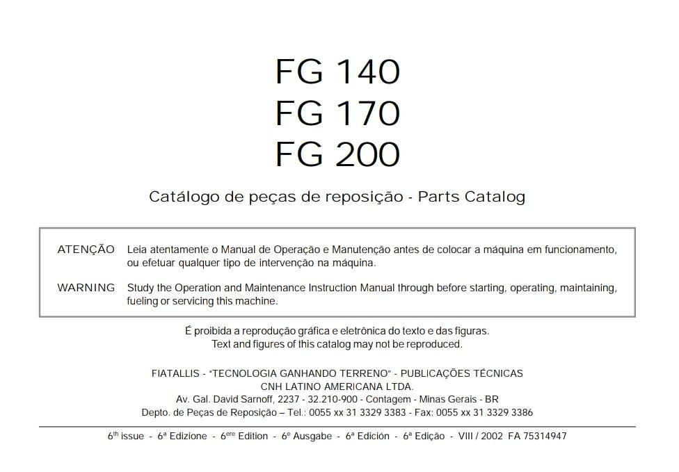 Miniatura: FG140 CATÁLOGO DE PEÇAS  EM PDF- FG170 - FG200 - CATALOGO,FIATALLIS