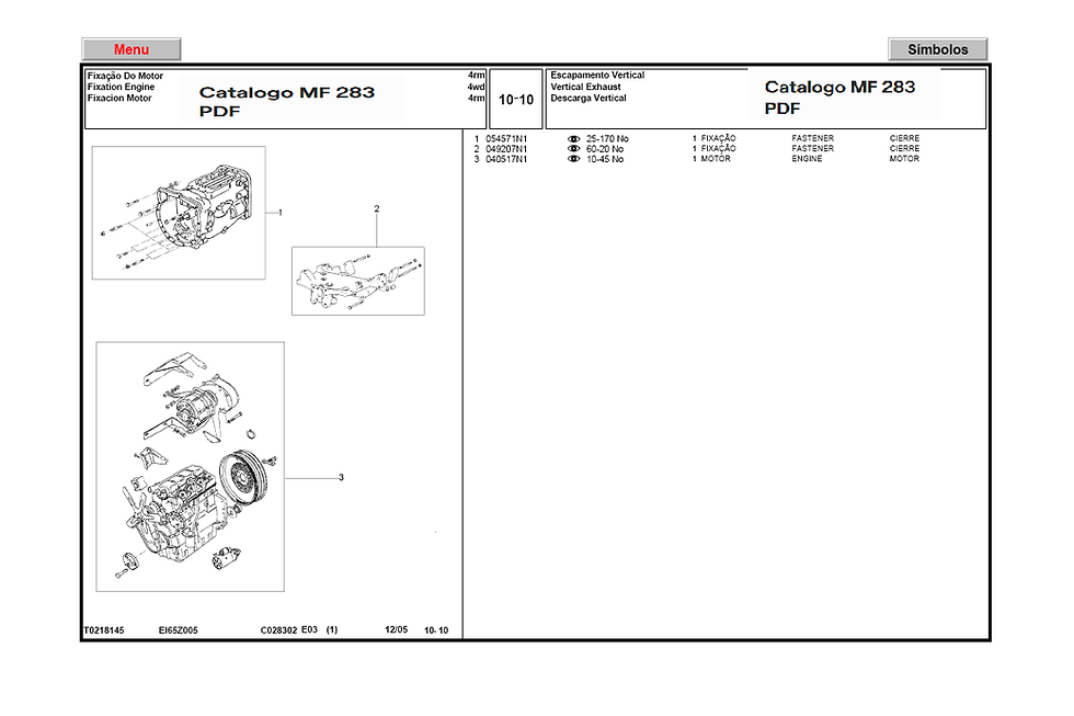 Miniatura: MF283 CATALOGO DIGITAL EM PDF-PEÇAS TRATOR MASSEY FERGUSON MF-283