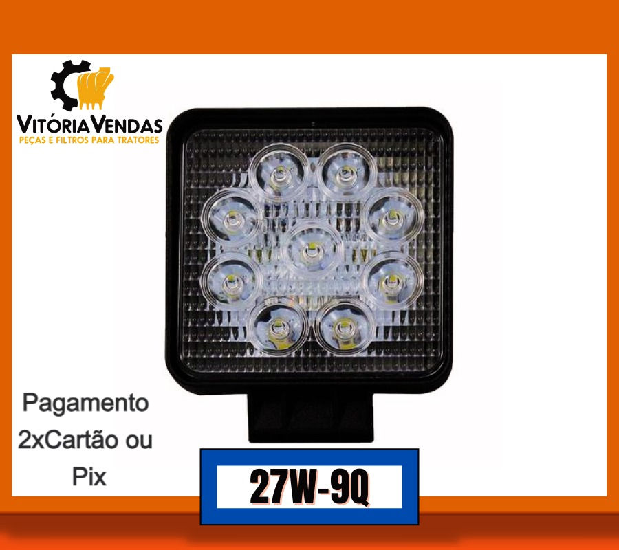 27W 9 FAROL AUXILIAR 27w 9 LEDS QUADRADO BIVOLT UNIVERSAL 27W-9Q,27w9,