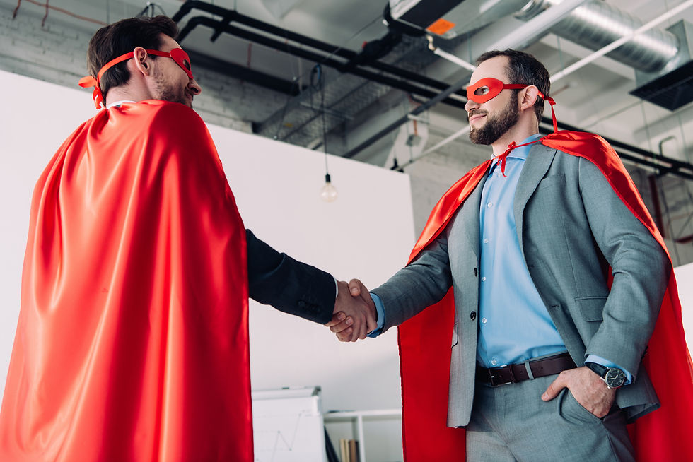 An image capturing a professional agreement as two businesspeople shake hands in an office.
