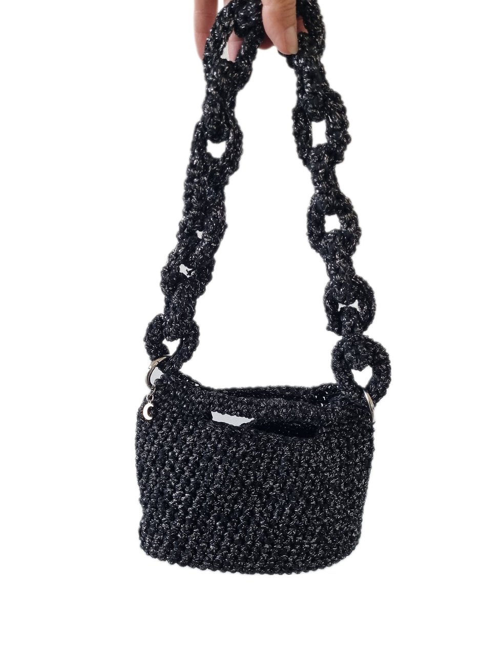 Miniature : Sac Luna Noir Nuit à bandoulière chaîne sculpturale