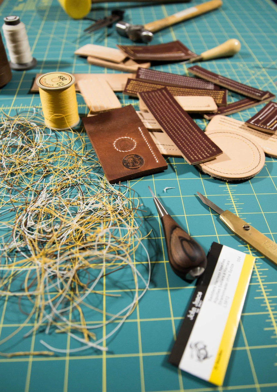 Leathercraft stitching practice