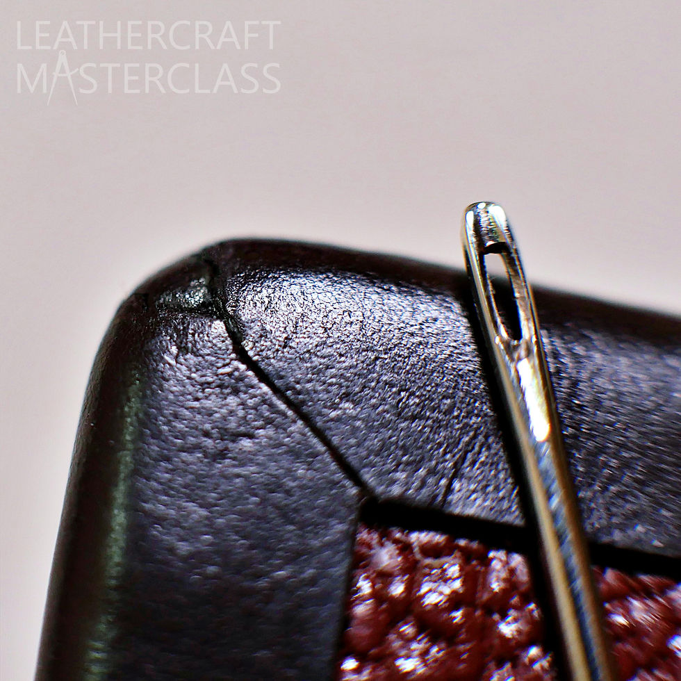 a turned edge leather corner on leather