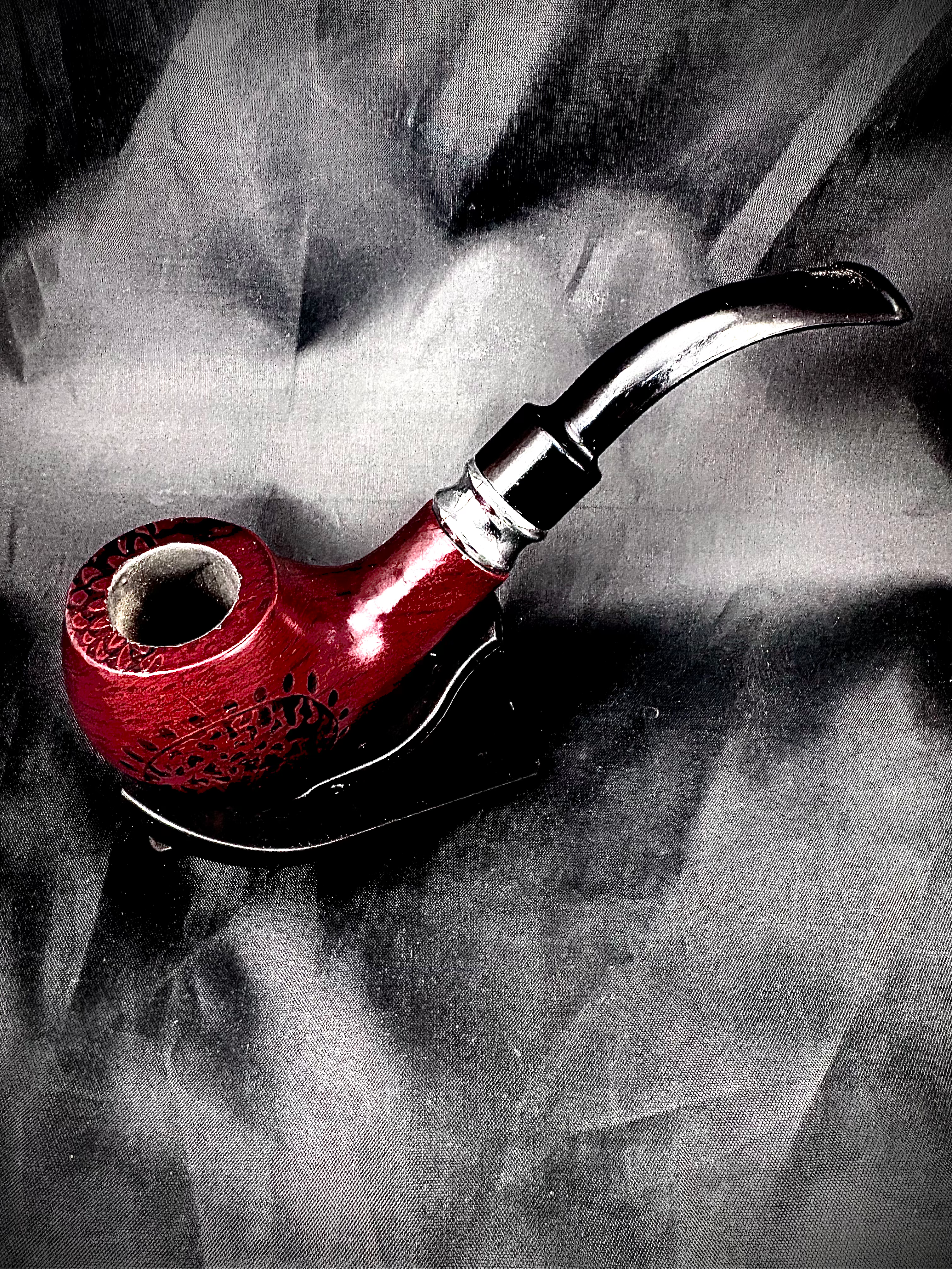 Wood Pipe with design relief