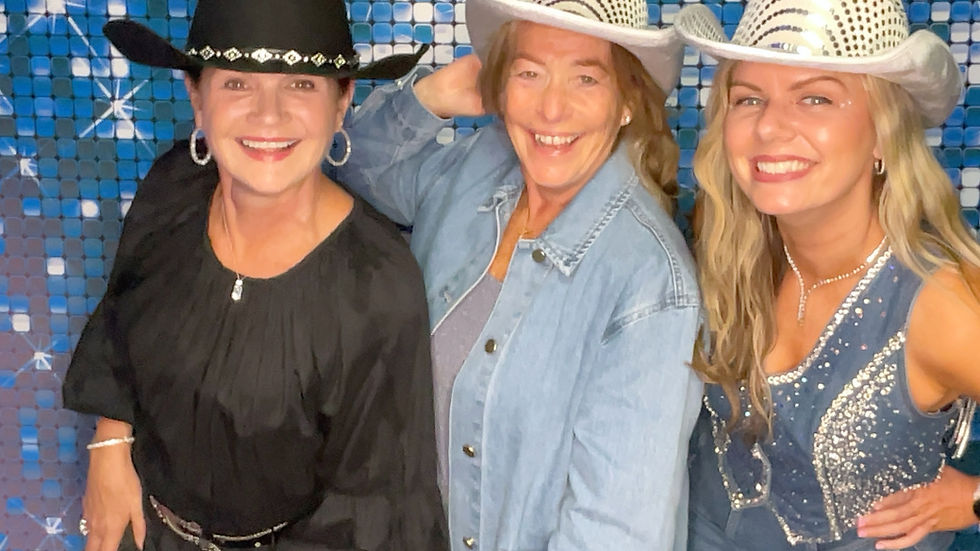 It's a blue denim theme in this photo booth event...