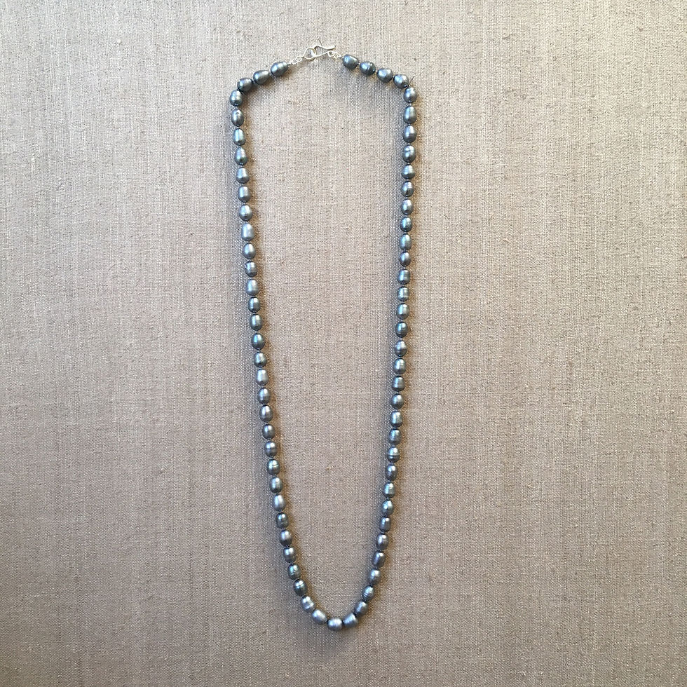 Thumbnail: Silver pearl opera length necklace