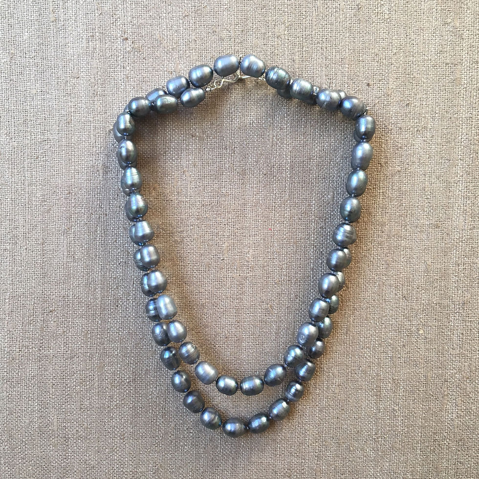Thumbnail: Silver pearl opera length necklace