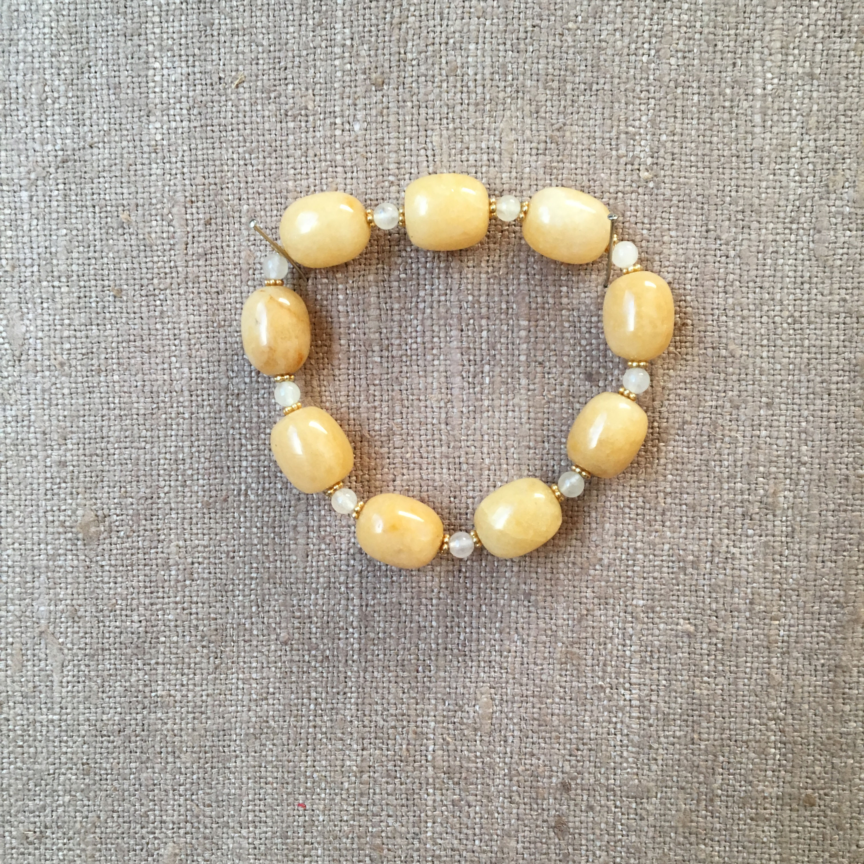 Honey Jade and Rutilated Quartz with Vermeil Spacers