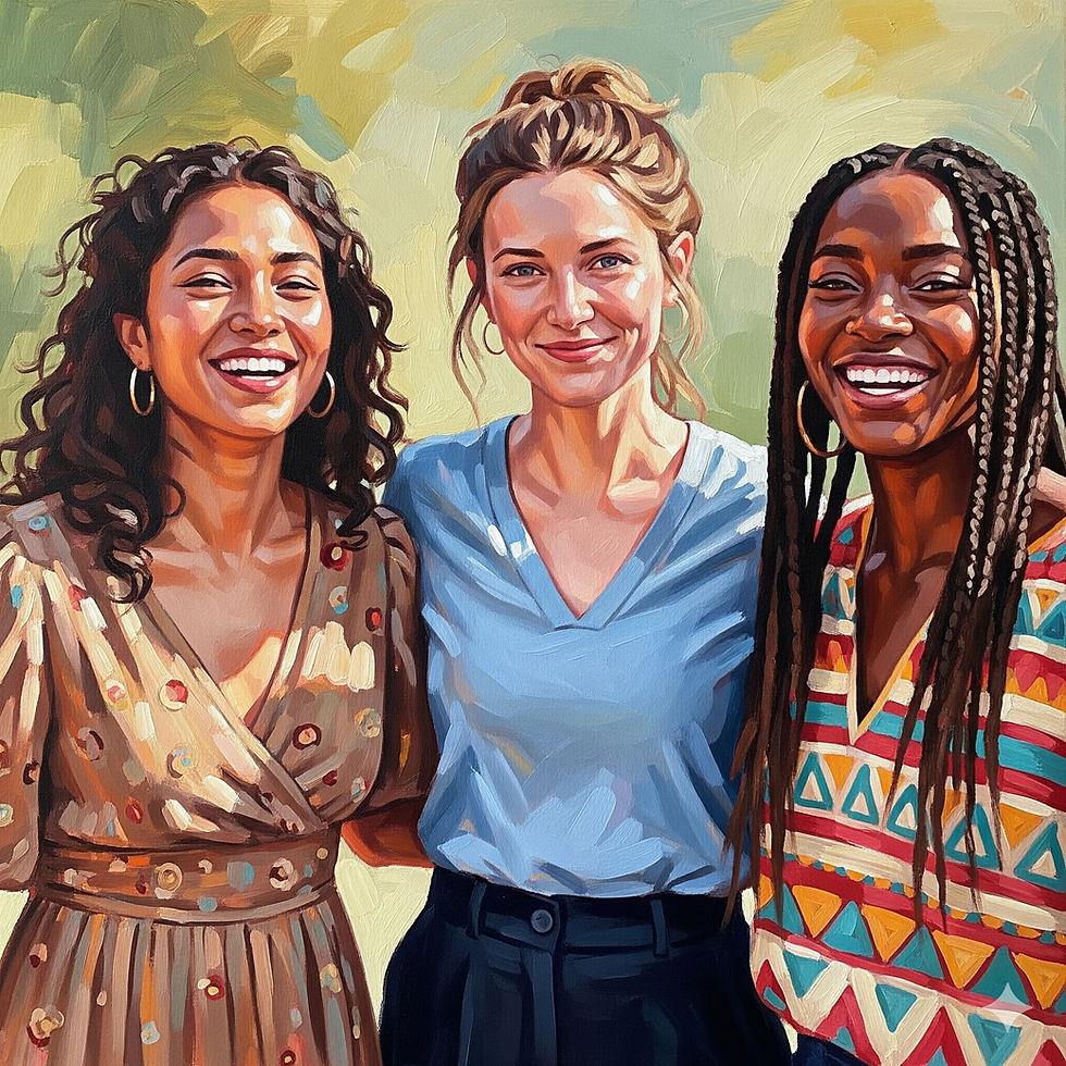 Three women spending time with Marcia Eckerd