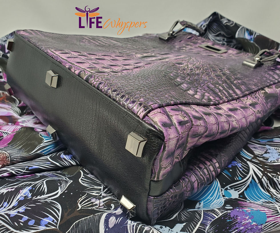 Thumbnail: Purple Croc Embossed Leather Tote