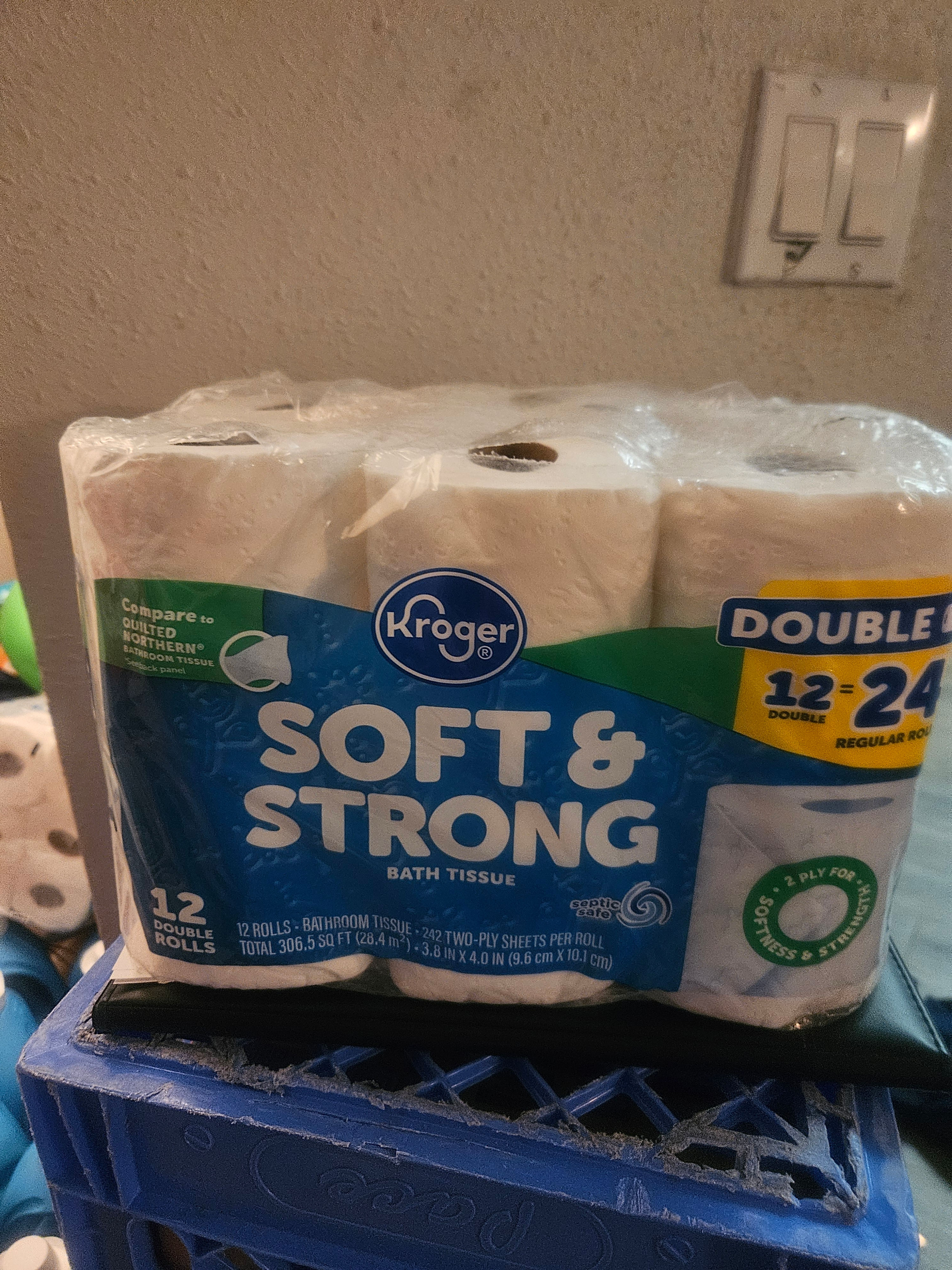 Kroger Soft & Strong Toilet Paper 12 Double Rolls = 24 Rolls