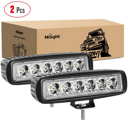 Nilight - 15019S-B Led Light Bar 2PCS 18w Spot Driving Fog Light Off Road Lights Boat Ligh