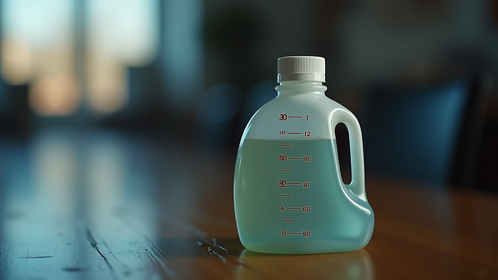 Close-up view of fuel additive bottle with measuring cap