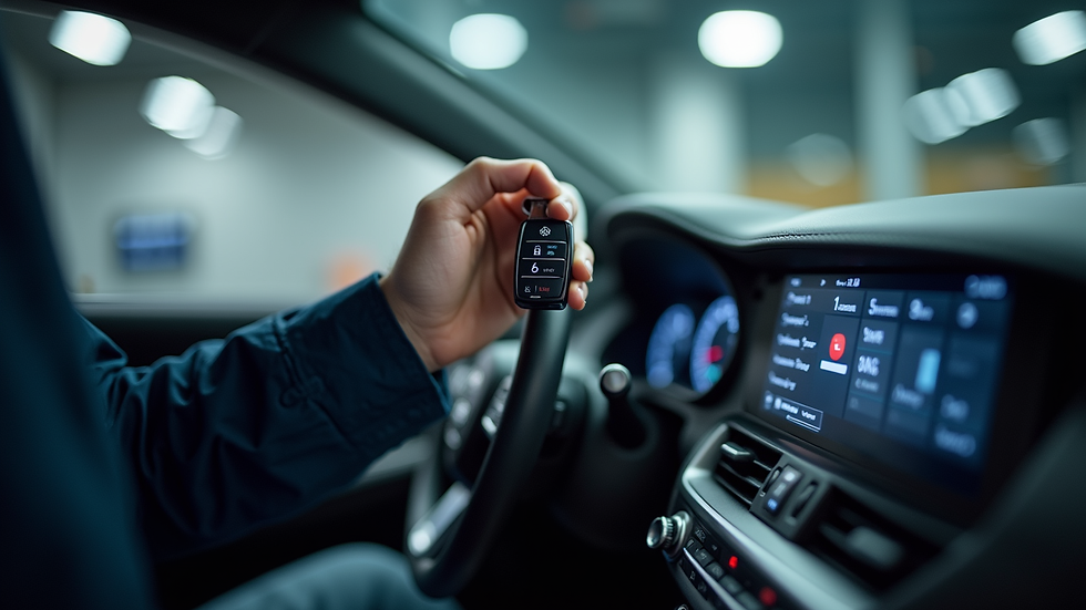 Eye-level view of a technician programming a car key