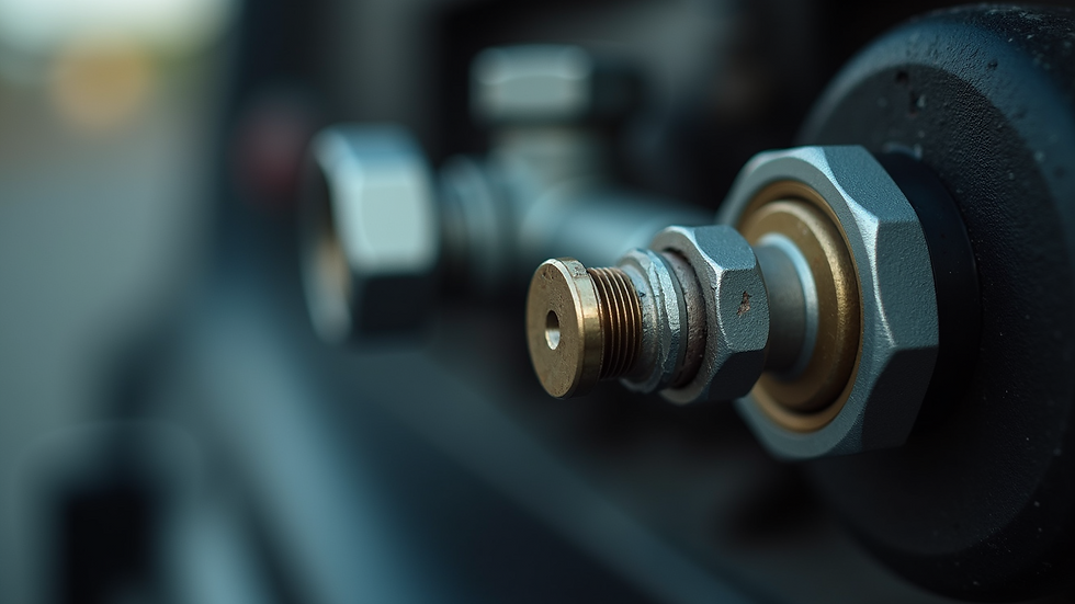 Close-up view of radiator valve with a tight seal