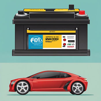 Car Battery and red Vehicle