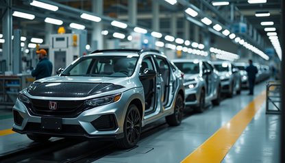 An automated assembly line demonstrating robotics in motion.