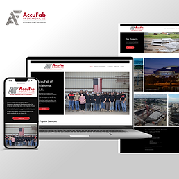 AccuFab website design, showcasing services and the team in Oklahoma, USA.