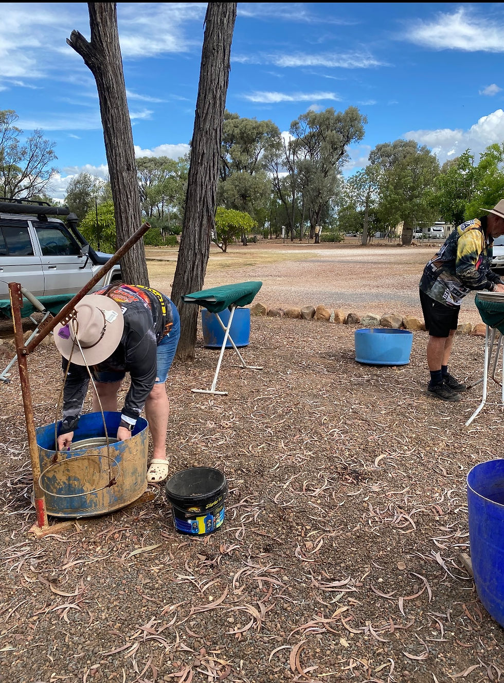 Visitors engaged in an activity at a tourist park