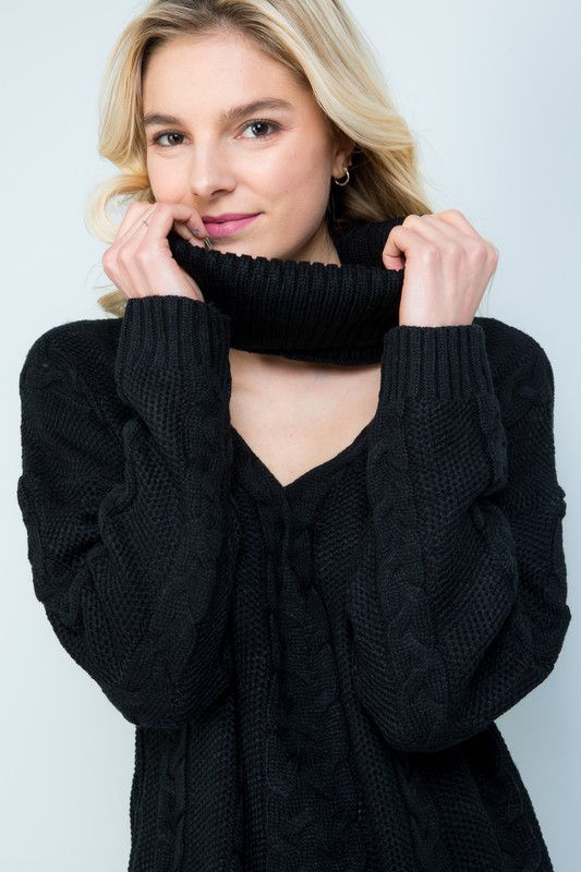 Thumbnail: Reborn J Black Keyhole Turtle  Neck Sweater