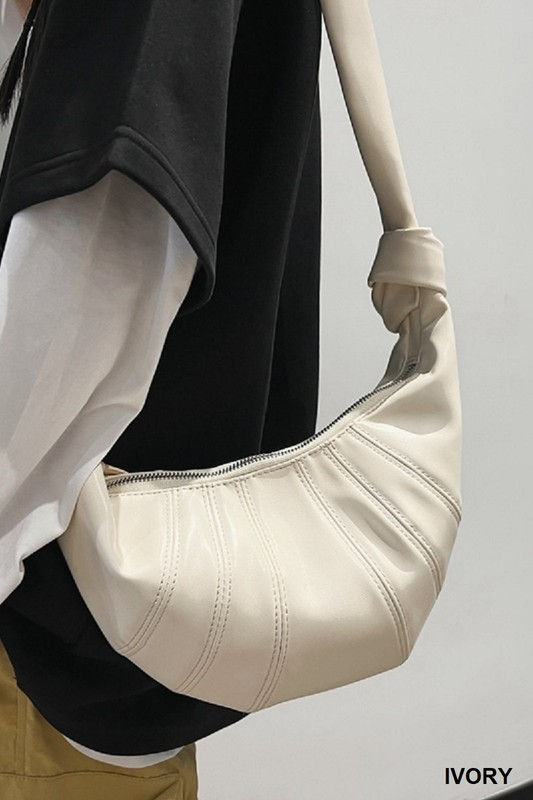 Thumbnail: VEGAN LEATHER CROISSANT CROSSBODY SHOULDER BAG