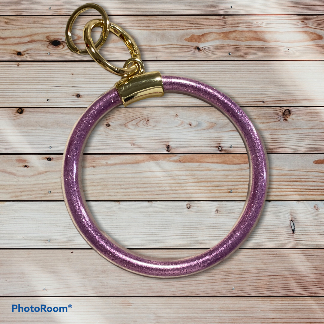 Purple Glitter Ring Keychain