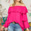 Thumbnail: Adora Fuchsia Triple Layered Bell Sleeve Off Shoulder Top