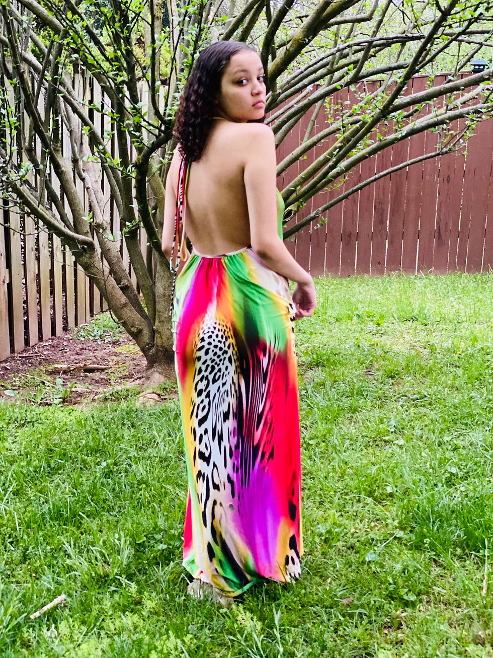 Thumbnail: SJK Fashion Sleeveless Halter Maxi Dress