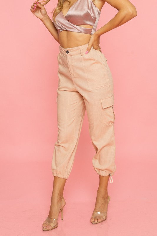 Thumbnail: A Peach High Waist Jogger Pants