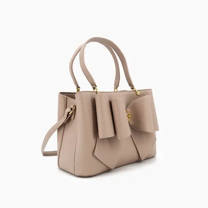 Thumbnail: Trendy Jesse Bow Vegan Crossbody Purse Chic Everyday Beige Handbag