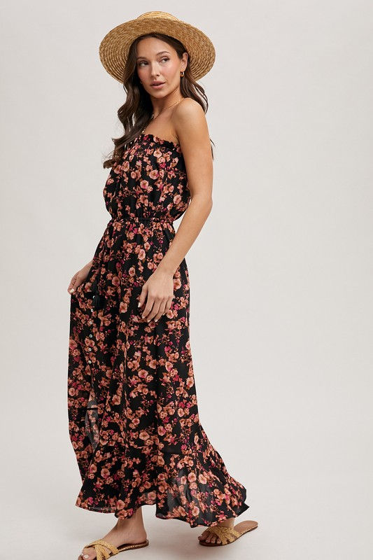 Thumbnail: Blu Ivy Floral Print Smocked Ruffle Tiered Maxi Dress