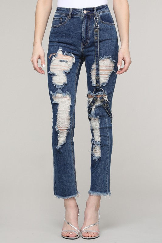 Thumbnail: Dogma Distressed High Rise Straight Jeans