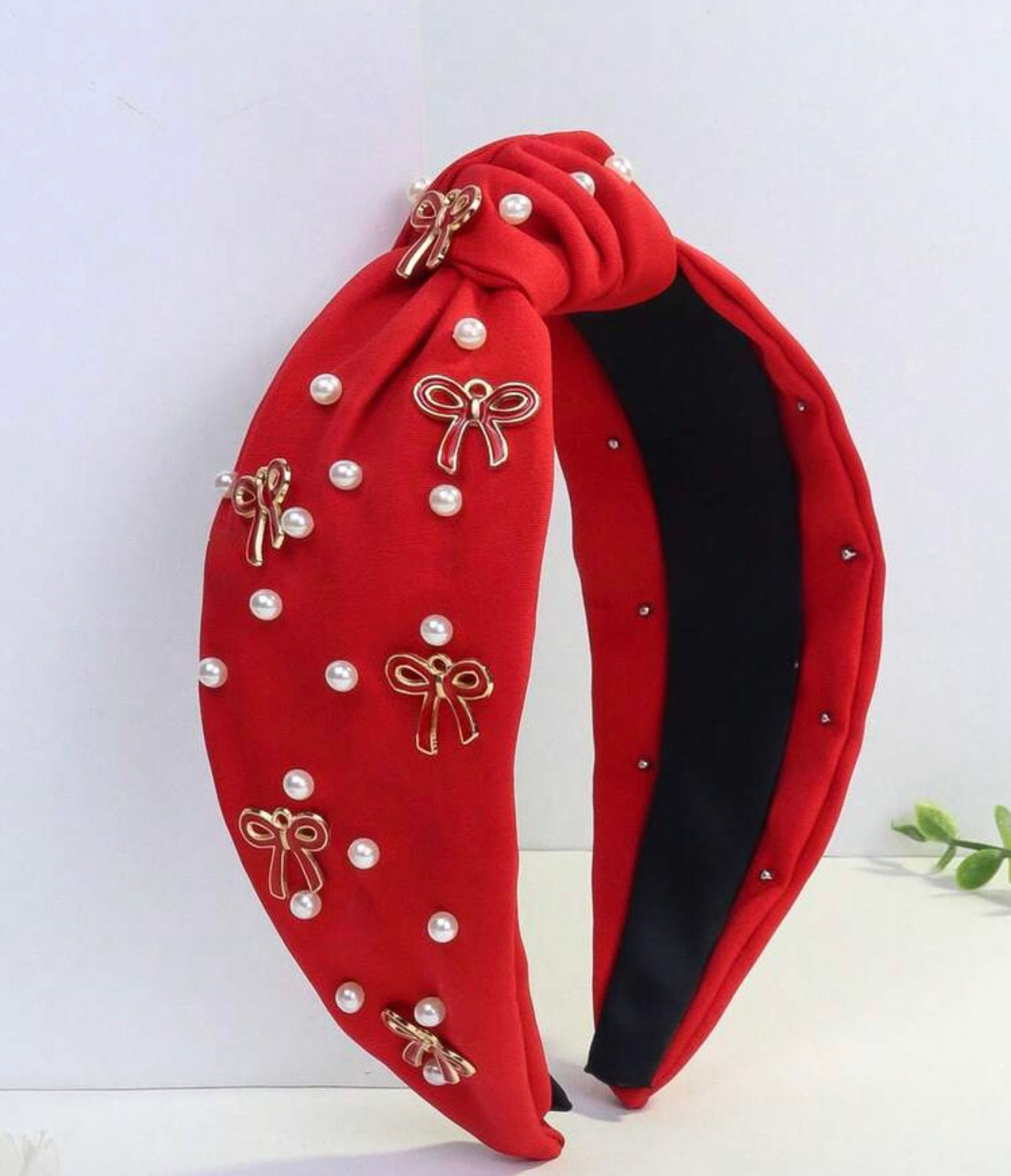 Pearl Bow Embellished Knot Headband