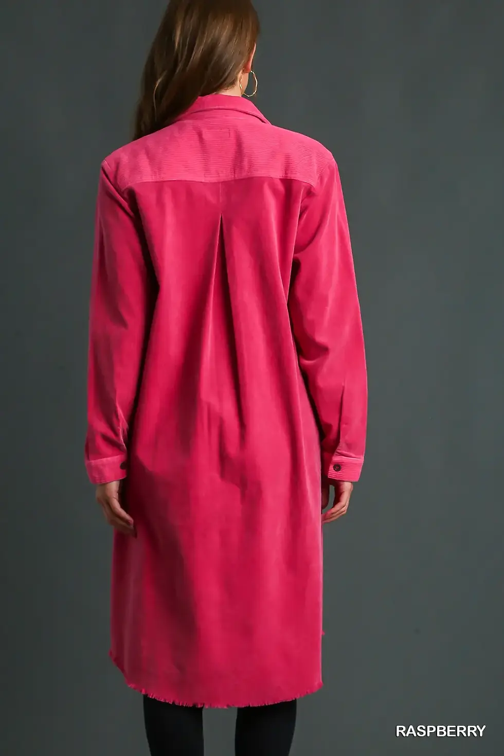 Thumbnail: Umgee Mineral Wash Corduroy Button Down Shirt Dress Jacket